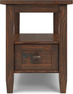 SIMPLIHOME Warm Shaker SOLID WOOD 14 Inch Wide Rectangle Transitional Narrow Side Table in Distressed Charcoal Brown, For the Living Room and Bedroom