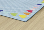 Flagship Carpets Schoolgirl Style Blue with Rainbow Hearts Border Educational Area Rug for Kids Room Seating Décor, Children's Classroom, Play Carpet for Teaching and Playroom, 5' x 7'6", Blue