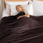 Exclusivo Mezcla Fleece Bed Blanket Queen Size, Super Soft and Warm Blankets for Couch, Sofa and Bed Waffle Textured, Cozy, Fuzzy and Lightweight (Coffee, 90x90 Inches)