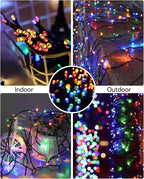 Blingstar Christmas String Lights - 98.4 Ft+9.8 Ft 300 LED Extendable Plug-in 8 Modes Multicolored Decorative Lights for Indoor Outdoor Xmas Tree Wedding Party, Long & Bright