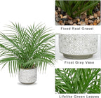 Hollyone Large Artificial Potted Plants Fake Palm Plants 16" Faux Tropical Palm Plant Tree in Ceramic Pots Bohemian for Home Room Office House Indoor Decoration