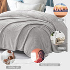 Exclusivo Mezcla Fleece Throw Blanket for Couch, 50x70 Inches Soft Cozy Jacquard Flannel Blankets, Lightweight Fuzzy Plush Warm Throws for Winter, Light Grey