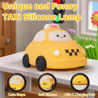 Car Night Light for Kids - 2-in-1 Dimmer & Timer, Rechargeable Squishy Silicone Baby Lamp, Cute Taxi Car Nightlight for Boys Girls Birthday Xmas Gifts Bedroom Decor Lamp