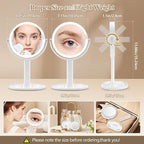Makeup Mirror with Lights, Double Sided 1x/20x Magnifying Mirror with Light, Rechargeable 3 Color Lights and Adjustable Brightness, 360° Rotation Detachable Comes with Tweezer(White)