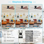 DINGLILIGHTING Ceiling Fans with Lights for Bedroom: 42 Inch Walnut Low Profile Ceiling Fan with Light and Remote Indoor Outdoor