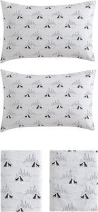 Eddie Bauer - Full Sheets, Cotton Flannel Bedding Set, Brushed For Extra Softness, Cozy Home Decor (Dog Friends White, Full)