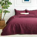 Love's cabin Quilts for Full Bed Burgundy Bedspreads Bedding Set - Lightweight Bedspread Comforter - Coin Pattern Bedding Coverlet for All Season - 3 Pieces (1 Quilt, 2 Pillow Shams)