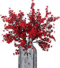 JAKY-Global 20pcs Babys Breath Artificial Flowers Gypsophila Bouquet Bulk Fake Spring Silk Small Flowers Real Touch Faux Floral for Home Bedroom Kitchen Garden Wedding Christmas Party DIY Decor (Red)
