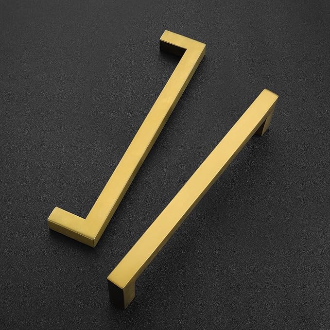 Ravinte 5 Pack 6-1/4 Inch Kitchen Square Cabinet Handles Brushed Brass Pulls Stainless Steel Drawer Pulls Kitchen Cabinet Hardware Handles