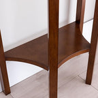 Seneca Solid Wood Demilune Console Table with Shelf and Drawer, Pecan, Perfect for Entryways, Hallways, and Stair Landings – Leick Home, 9030