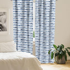 Ambesonne Harbour Stripe Window Curtains, Watercolor Style Paintbrush Stripes Sea Marine Life Lines Image, Lightweight Decor 2-Panel Set with Rod Pocket, Pair of - 28" x 95", Blue Night