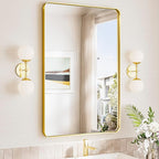 TokeShimi 24x36 Brushed Gold Bathroom Mirror,Wall Mirror for Bathroom with Tempered Glass,Gold Bathroom Vanity Mirror for Over Sink,Aluminum Framed Mirror(Horizontal/Vertical)