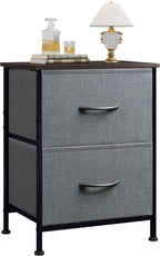 WLIVE Nightstand, 2 Drawer Dresser for Bedroom, Small Dresser with 2 Drawers, Bedside Furniture, Night Stand, End Table with Fabric Bins for Bedroom, Closet, Entryway, College Dorm, Dark Grey
