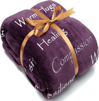 Chanasya Premium Healing Warm Hugs Caring Gift Blanket - for Positive Energy Love Support Comfort - Breast Cancer Chemo Get Well Purple Gift - Women Friend Mom Grandma (Twin) Aubergine