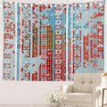 Batmerry Blue Grey Boho Garbage Tapestry, Red Wall Art Hanging Decoration Polyester Fiber White Ruffled Around for Dorm Room Bedroom Living Room, 59.1x82.7 inches