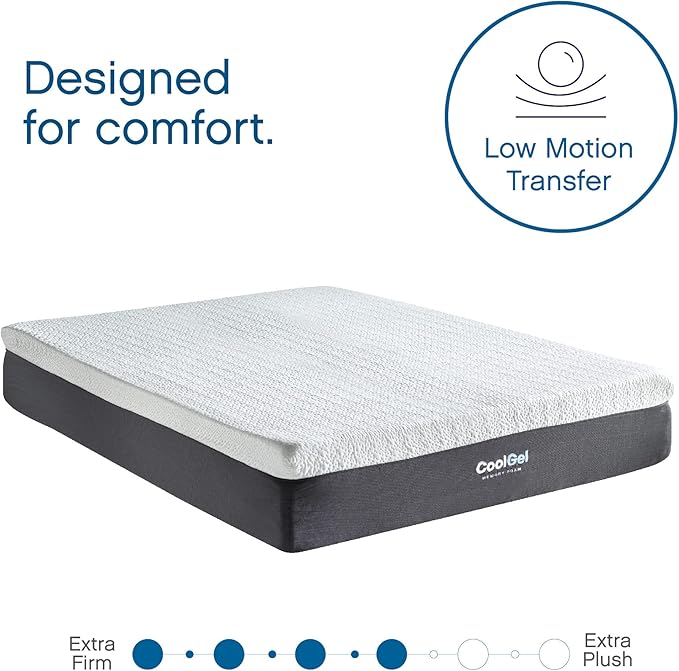 Cool Gel 12 Inch King Mattress Memory Foam Medium Firm, King Size Memory Foam Mattress Cooling, Made in the USA, 12" Depth with Pressure Relief, CertiPUR-US Certified No Fiberglass, CoolGel Bed