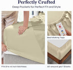 California Design Den 6 Piece King Size Sheets Set with 4 Pillowcases - Soft 400 Thread Count Sateen, 100% Cotton Sheets King Size with Deep Pockets, Cool and Durable Bedding Set - Beige (Golden Tone)