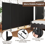 JAXPETY Room Divider 5 Panel Privacy Screen Wall Dividers for Room Separation Flexible Partition Folding Portable Room Partition for Office 145" W x 73" H, Black