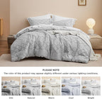 Bedsure Queen Comforter Set - Light Grey Comforter, Boho Tufted Shabby Chic Bedding for Kids, 3 Pieces Vintage Farmhouse Bed Set for All Seasons, Fluffy Soft Bedding with 2 Pillow Shams