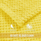 Exclusivo Mezcla Fleece Bed Blanket Queen Size, Super Soft and Warm Blankets for Couch, Sofa and Bed Waffle Textured, Cozy, Fuzzy and Lightweight (Vibrant Yellow, 90x90 Inches)