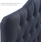 Modway Annabel Tufted Button Linen Fabric Upholstered Queen Headboard in Navy