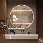 30" Round LED Bathroom Mirror, Wall Mounted Backlit Vanity Mirror with 45° Beveled Frame Lighted Mirror for Bedroom, Fog Free 3-Color Dimmable Lights Memory Function, Black