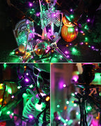 Brizled Purple Orange Green Halloween Lights, 33ft 100 LED 5MM Wide Angle Halloween String Lights, 120V UL Certified Connectable Mini Light Set for Indoor Outdoor Home Garden Patio Yard Party Decor