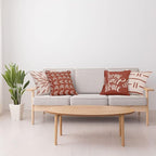 Ambesonne Modern Throw Pillow Cushion Case Pack of 4, Scandinavian Minimal Ornaments Boho Feather Leaves and Home Phrase Print, Modern Accent Double-Sided Digital Printing, 16", Pale Tan and Dark Rust