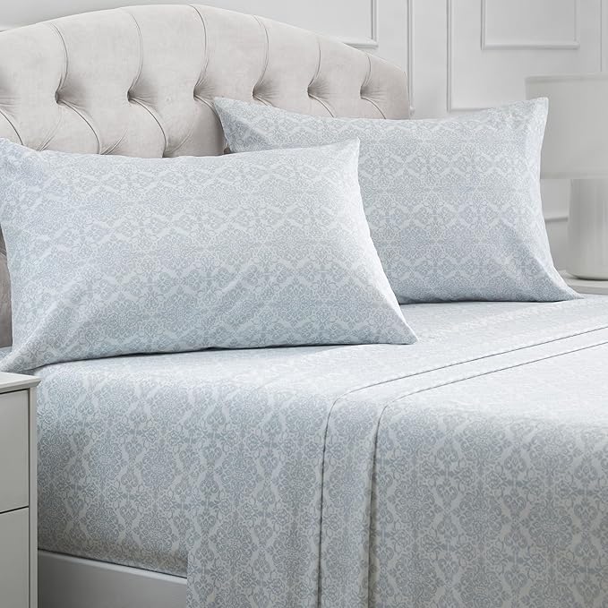 Mellanni Full Sheets Set - 4 PC Iconic Collection Bedding - Hotel Luxury, Extra Soft, Cooling Bed Sheets - Wrinkle, Fade, Stain Resistant (Full, Laced Sky Blue)