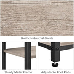 Yaheetech Tall End Table Set of 2, 18x14x29.5 inch Industrial Side Table with Strong Wooden Shelves, 2PCS Slim 3-Tier Telephone Table with Metal Frame for Living Room, Small Places - Gray