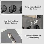 Key Holder for Wall, Decorative Key and Mail Holder with Shelf Has Large Key Hooks for Bags, Coats, Umbrella – Paulownia Wood Key Hanger with Mounting Hardware (9.8”W x 6.7”H x 4.2”D)
