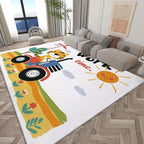 Washable Area Rug 5x8 ft Cartoon Farm Tiger Tractor 3D Print Area Rug for Living Room Bedroom Kids Room Home Decor Carpet, Indoor Non-Slip Floor Rug Mat, Low Pile Rugs