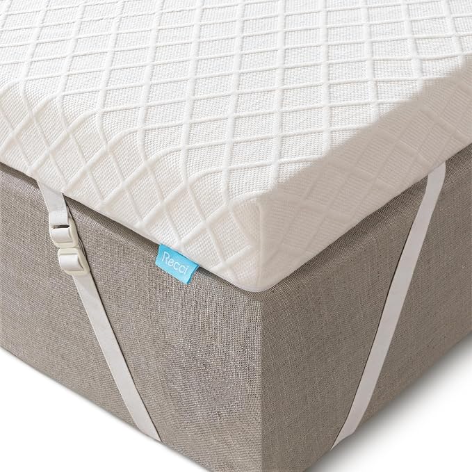 RECCI Memory Foam Mattress Topper, Pressure-Relieving Mattress Topper for Back Pain, Non-Slip Design with Removable & Washable Cover, CertiPUR-US Certified, 3 Inch King