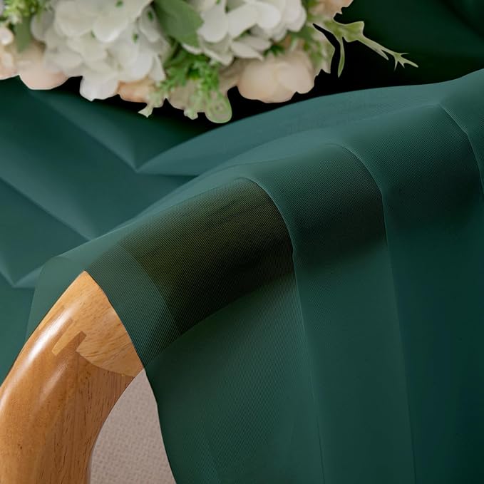 OWENIE Sheer Curtains 63 inch Length 2 Panels Set, Light Weight Soft Solid Light Filtering Fimly Sheer Curtains for Bedroom Living Room, Rod Pocket Window Treatments, Hunter Green, 42Wx63L Inch