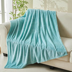 NEWCOSPLAY Super Soft King Blanket Mint Green Premium Silky Flannel Fleece Leaves Pattern Lightweight Bed Blanket All Season Use (Mint Green, King(90"x110"))