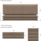 Vänt Upholstered Wall Panels - King/Cal King Size Wall Mounted Headboards - Ribbed Taupe - Twin/King - Set of 4 Panels (Each Individual Panel 39"x11.5")