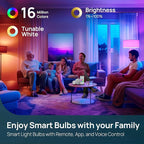 Linkind Smart Light Bulbs with Remote Control, Smart Bulb That Work with Alexa & Google Home, 16 Million Color Changing Light Bulbs 60W, A19 E26 2.4Ghz WiFi Light Dimmable,1800K-6500K,800lm 4 Pack