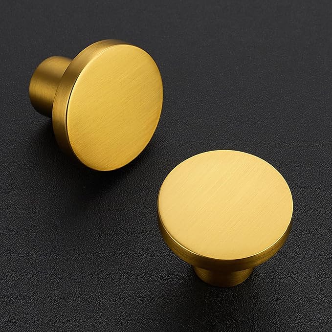 Ravinte 50 Pack Cabinet Knobs Gold Kitchen Cabinet Knobs Round Dresser Drawer Pulls Closet Door Pulls 1-1/5 Inch
