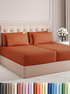 Split King 7 Piece Sheet Set - Comfy Breathable & Cooling - Soft Hotel Luxury Bedding Set with 8-16 Inch Deep Pockets - 1 Flat & 2 Fitted Sheet & 4 Pillowcases - Wrinkle Free & Easy Care - Terracotta