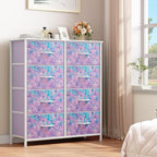 YITAHOME Fabric Dresser Drawer, Tall Storage Dresser with 8 Drawers, Chest of Drawers, Storage Drawer Organizer for Closet, Living Room, Closets (Tie-dye Purple)