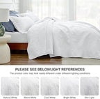 Love's cabin King Size Quilt Set White Bedspreads - Soft Bed Summer Lightweight Bedspread Comforter - Modern Style Coin Pattern Coverlet for All Season - 3 Pieces (1 Quilt, 2 Pillow Shams)