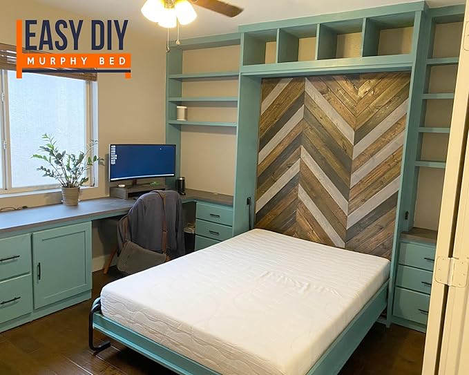 Twin Size DIY Murphy Bed Hardware Kit – Vertical Wall Bed for Space-Saving - Budget-Friendly DIY Setup -Made in USA -Hide Away Design with Twin Murphy Bed Hardware - Bed Lift Mechanism - Pull Down