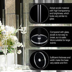 Vincidern 12pcs Taper Candle Holder Acrylic Candlestick Holder Clear Set for Table Centerpiece, Long Candle Stick Candle Stand Cylinder Shade for Halloween, Christmas Wedding Party Dining Room Decor