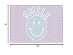Flagship Carpets Schoolgirl Style Smiley on Lavender Checkerboard Educational Area Rug for Kids Room Seating Décor, Children's Classroom, Play Carpet for Teaching and Playroom, 5' x 7'6", Purple