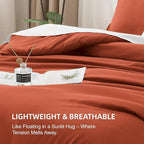 Litanika Comforters Burnt Orange Oversized Queen Size, 3 Pieces Lightweight Solid Bedding Comforter Set, All Season Fluffy Bed Set (98x98In Comforter & 2 Pillowcases)