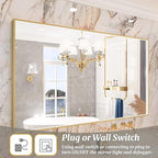 60x36 Inch LED Bathroom Mirror, Gold Metal Framed Lighted Mirror for Bathroom, Wall Mouted LED Vanity Mirror with Lights, 3 Colors and Stepless Dimmable, Anti-Fog, Memory