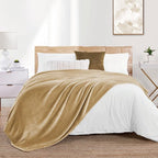 Walensee Fleece Blanket Plush Throw Fuzzy Lightweight (Queen Size 90x90 Tan Camel/Taupe) Super Soft Microfiber Flannel Blankets for Couch, Bed, Sofa Ultra Luxurious Warm and Cozy for All Seasons