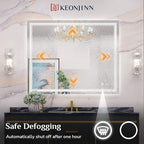 Keonjinn LED Mirror for Bathoom 24 x 30 Inch, Bathroom Mirror with Front Lights, Shatter-Proof Tempered Glass, UL-Listed LED Driver, Anti-Fog, Dimmale 6000K, Easy Installation(Horizontal/Vertical)