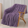 Tuddrom Decorative Extra Soft Faux Fur Blanket Queen Size 80"x90",Solid Reversible Fuzzy Fluffy Plush Fleece Comfy Microfiber Fur Blanket for Couch Sofa Bed,Patrican Purple