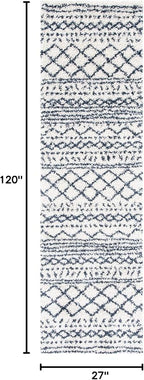SAFAVIEH Arizona Shag Collection Runner Rug - 2'3" x 10', Ivory & Slate, Moroccan Design, Non-Shedding & Easy Care, 1.6-inch Thick, Ideal for The Living Room, Bedroom, Dining Room (ASG741M-210)